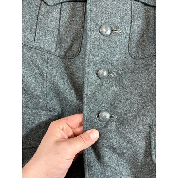 Vintage 80s Swiss Army Military Jacket Mens 46 Gray Wool Utility Outdoor WWII - Picture 2 of 8